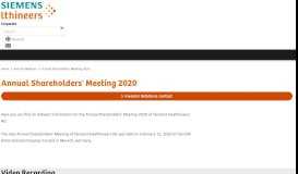 
							         Annual Shareholders' Meeting - Siemens Healthineers AG								  
							    