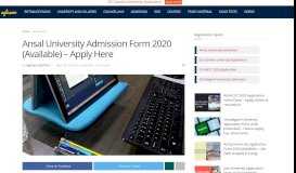 
							         Ansal University Admission Form 2018 – Apply Here | AglaSem ...								  
							    
