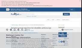 
							         Anterior portal selection for shoulder arthroscopy. - PubMed - NCBI								  
							    