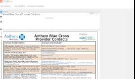
							         Anthem Blue Cross Provider Contacts - studylib.net								  
							    