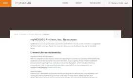 
							         Anthem, Inc. Implementation Resources - myNEXUS								  
							    