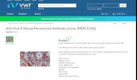 
							         Anti-HLA-E Mouse Monoclonal Antibody | VWR								  
							    