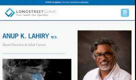 
							         Anup K. Lahiry, MD, Oncologist - Longstreet Clinic Cancer Center								  
							    