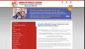 
							         Anwatin Middle School Inclusion and Special Education Policy								  
							    