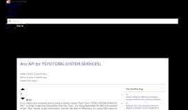 
							         Any API for TSYS(TOTAL SYSTEM SERVICES) - Stack Overflow								  
							    