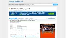 
							         anysport247.com at WI. AnySports247 - Website Informer								  
							    