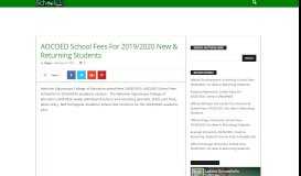 
							         AOCOED School Fees For 2019/2020 New & Returning Students ...								  
							    