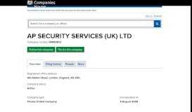 
							         AP SECURITY SERVICES (UK) LTD - Overview (free company ...								  
							    