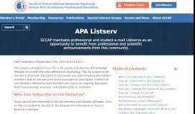 
							         APA Listserv - SCCAP Division 53								  
							    