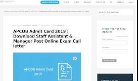
							         APCOB Admit Card 2019 | Download Staff Assistant ... - Embibe								  
							    