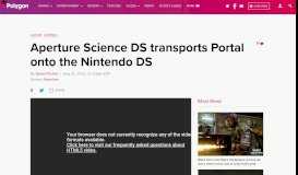 
							         Aperture Science DS transports Portal onto the Nintendo DS - Polygon								  
							    