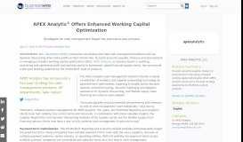 
							         APEX Analytix® Offers Enhanced Working Capital Optimization ...								  
							    