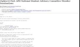 
							         [Aphio-L] Fwd: APO National Student Advisory Committee Member ...								  
							    