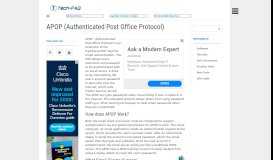 
							         APOP (Authenticated Post Office Protocol) - The Tech-FAQ								  
							    