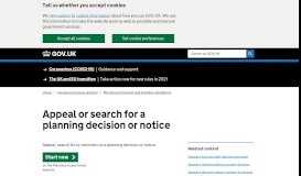 
							         Appeal or search for a planning decision or notice - GOV.UK								  
							    