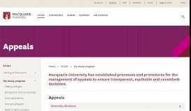 
							         Appeals - Macquarie University - Student Portal								  
							    