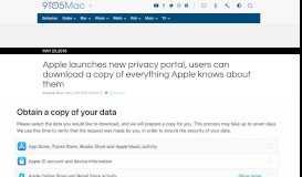 
							         Apple launches new privacy portal, users can download a copy of ...								  
							    