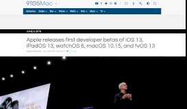 
							         Apple releases first developer betas of iOS 13, iPadOS13, watchOS 6 ...								  
							    