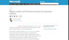 
							         Apple unveils Joint Venture service for business owners | Macworld								  
							    
