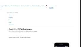 
							         AppleCoin (APW) Exchanges - Buy, Sell & Trade | CoinCodex								  
							    