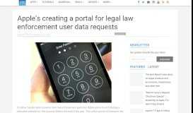 
							         Apple's creating a portal for legal law enforcement user data requests								  
							    