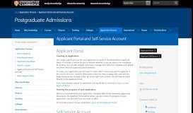 
							         Applicant Portal - Graduate Admissions - University of Cambridge								  
							    