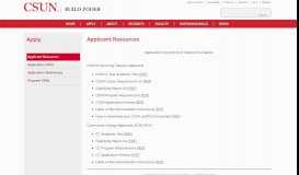 
							         Applicant Resources | California State University, Northridge								  
							    