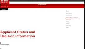 
							         Applicant Status and Decision Information - NC State Graduate School								  
							    