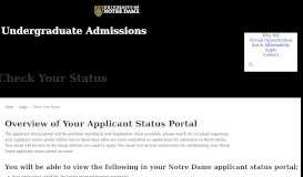 
							         Applicant Status Portal - ND Admissions - University of Notre Dame								  
							    