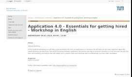 
							         Application 4.0 - Essentials for getting hired - Workshop in English - TUM								  
							    