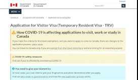 
							         Application for Visitor Visa (Temporary Resident Visa - TRV)								  
							    