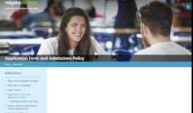 
							         Application Form and Admissions Policy | reigate college								  
							    