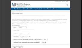 
							         Application form | University of West London								  
							    