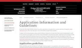 
							         Application Information and Guidelines | Folger Shakespeare Library								  
							    