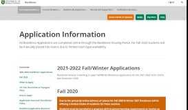 
							         Application Information - Residence - University of Saskatchewan								  
							    