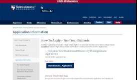 
							         Application Information | Shenandoah University | Admissions								  
							    