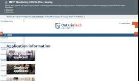 
							         Application information | University of Ontario Institute of ... - UoIT								  
							    