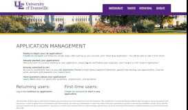 
							         application management - Admission - University of Evansville								  
							    