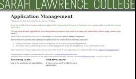 
							         Application Management - Sarah Lawrence College								  
							    