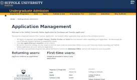 
							         Application Management - Suffolk University Undergraduate Admission								  
							    