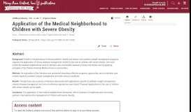 
							         Application of the Medical Neighborhood to Children with Severe ...								  
							    