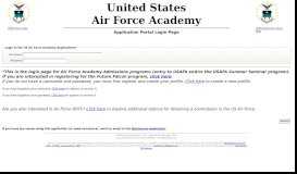 
							         Application Portal Login Page - Air Force Academy								  
							    