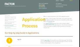 
							         Application Process - FACTOR Canada								  
							    