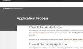 
							         Application Process | medicine.vtc | Virginia Tech								  
							    