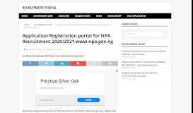 
							         Application Registration portal for NPA Recruitment 2018/2019								  
							    