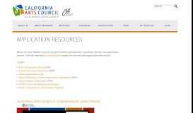 
							         Application Resources - California Arts Council								  
							    