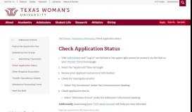 
							         Application Status - Admissions Processing - Texas Woman's University								  
							    