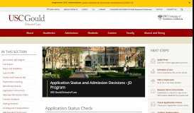 
							         Application Status and Admission Decisions | USC Gould School of Law								  
							    