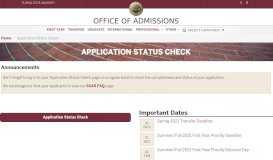 
							         Application Status Check - FSU Admissions								  
							    