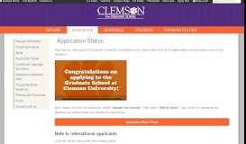 
							         Application Status | Graduate School - Clemson University								  
							    